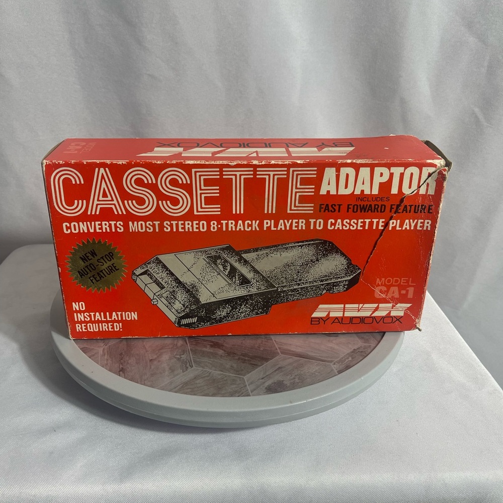 Vintage Audiovox Cassette to 8-Track Adapter CA-1 With Box 1970s Tested